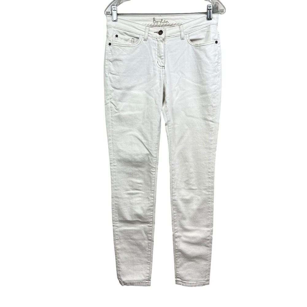 Boden Womens Jeans Slim Leg Stretch Low Rise 5 Pockets Zip Cream Size 6L*